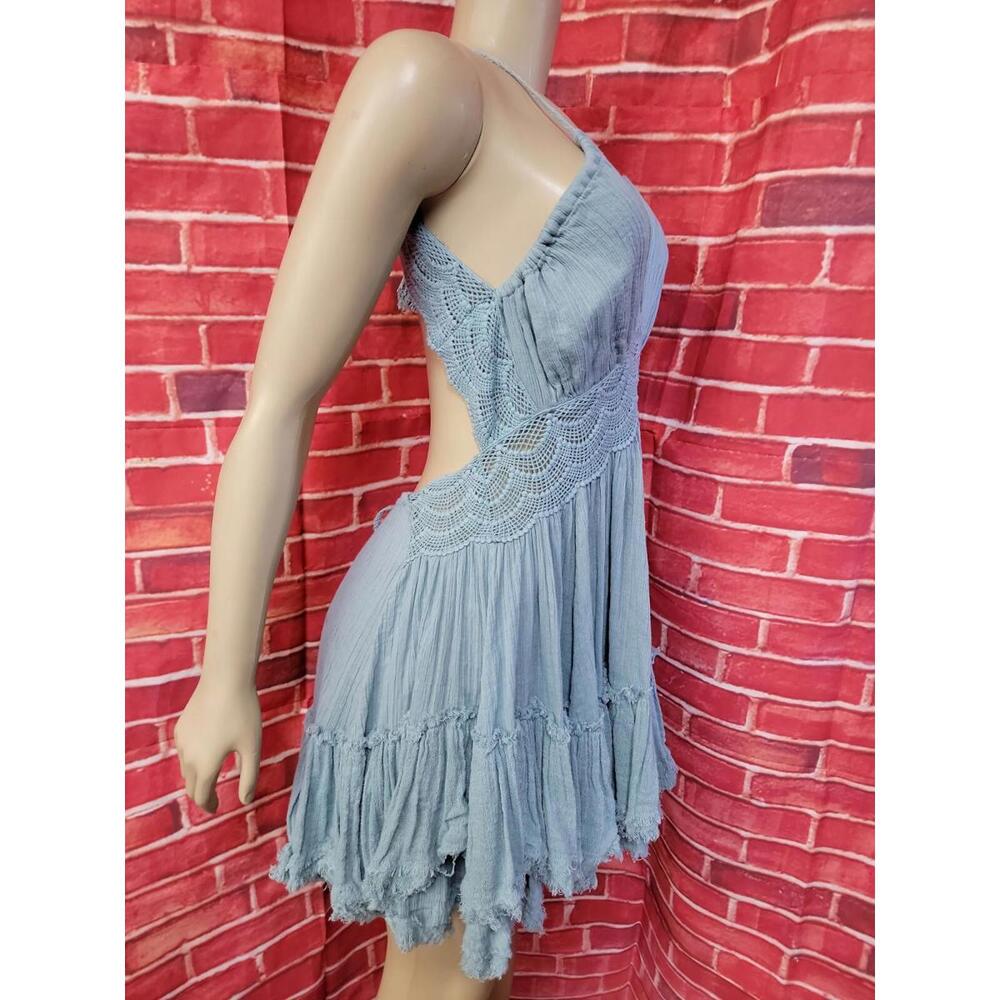 Free People 200 Degrees Women's Mini Dress Endless Summer Blue/gree XS #04 - Picture 4 of 9